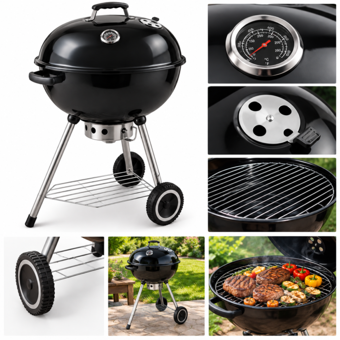 Holzkohlegrill mit Deckel 47 cm