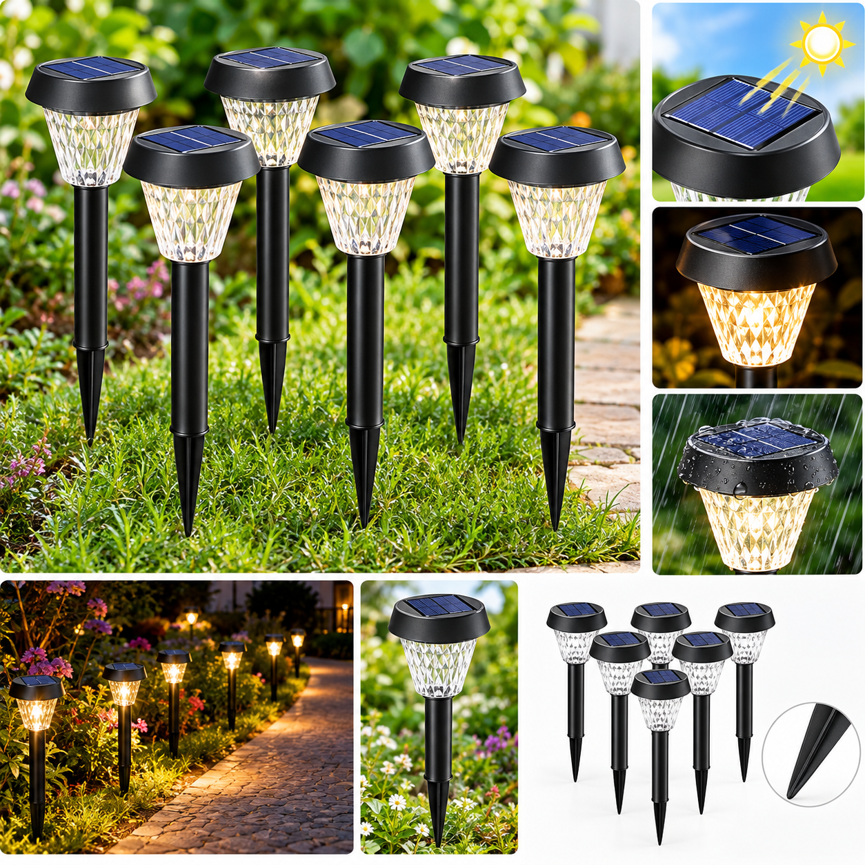 Pack de 6 focos solares LED para jardim