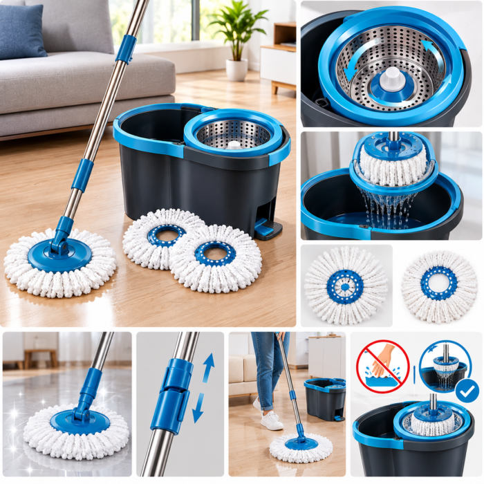 Wischmopp-Set mit Schleudereimer