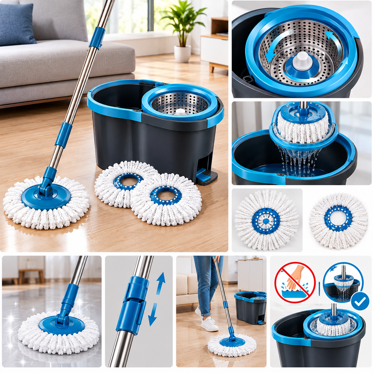 Wischmopp-Set mit Schleudereimer