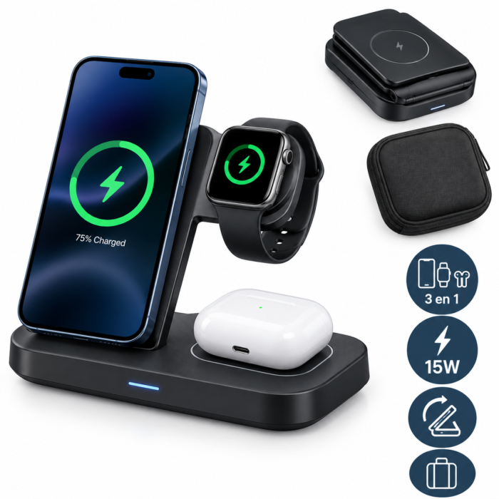 3-in-1-Ladestation für Handy, Uhr und Kopfhörer