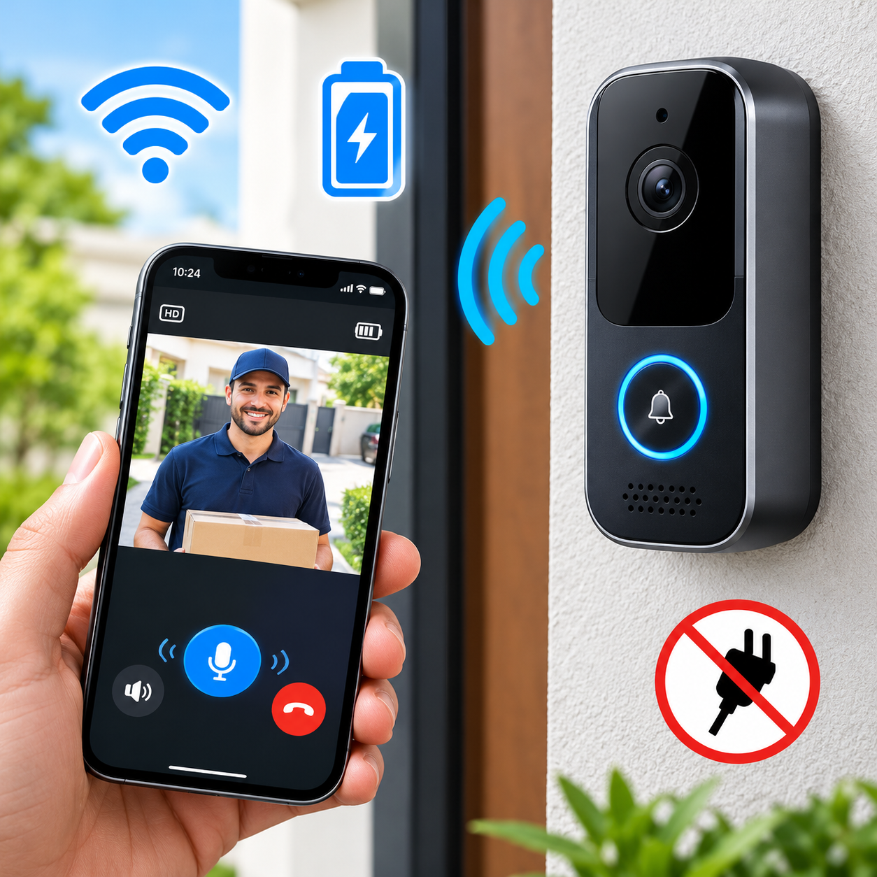 Akku-Video-Türklingel mit WLAN