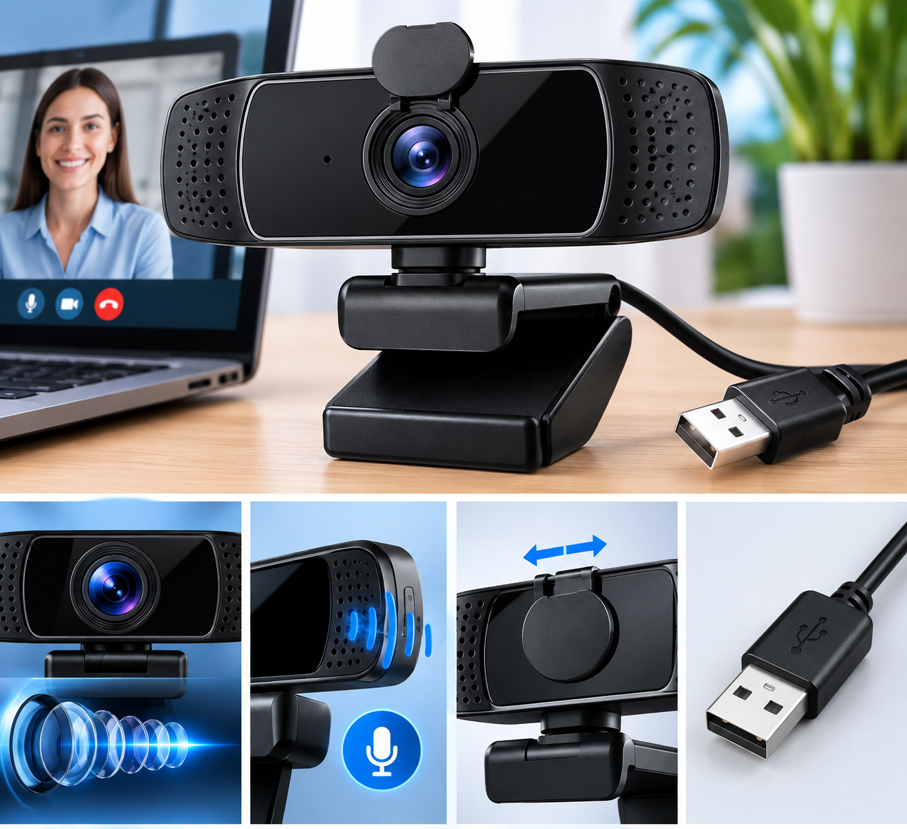Webcam Full HD 1080p com microfone