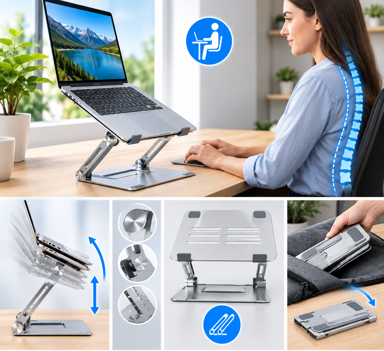 Soporte elevador para portátil de aluminio