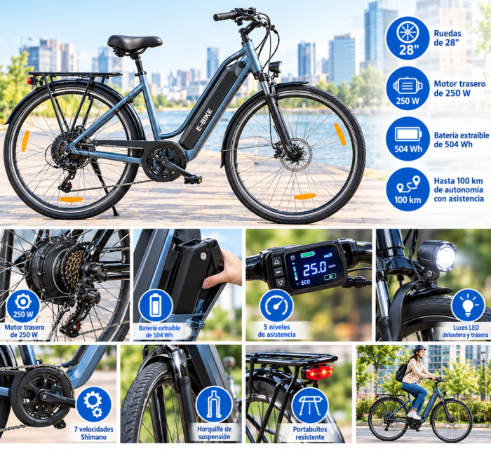 Urbanes E-Bike 28" 250 W Akku 504 Wh