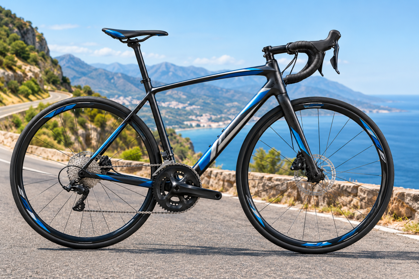 Bicicleta de estrada alumínio e carbono 22 velocidades