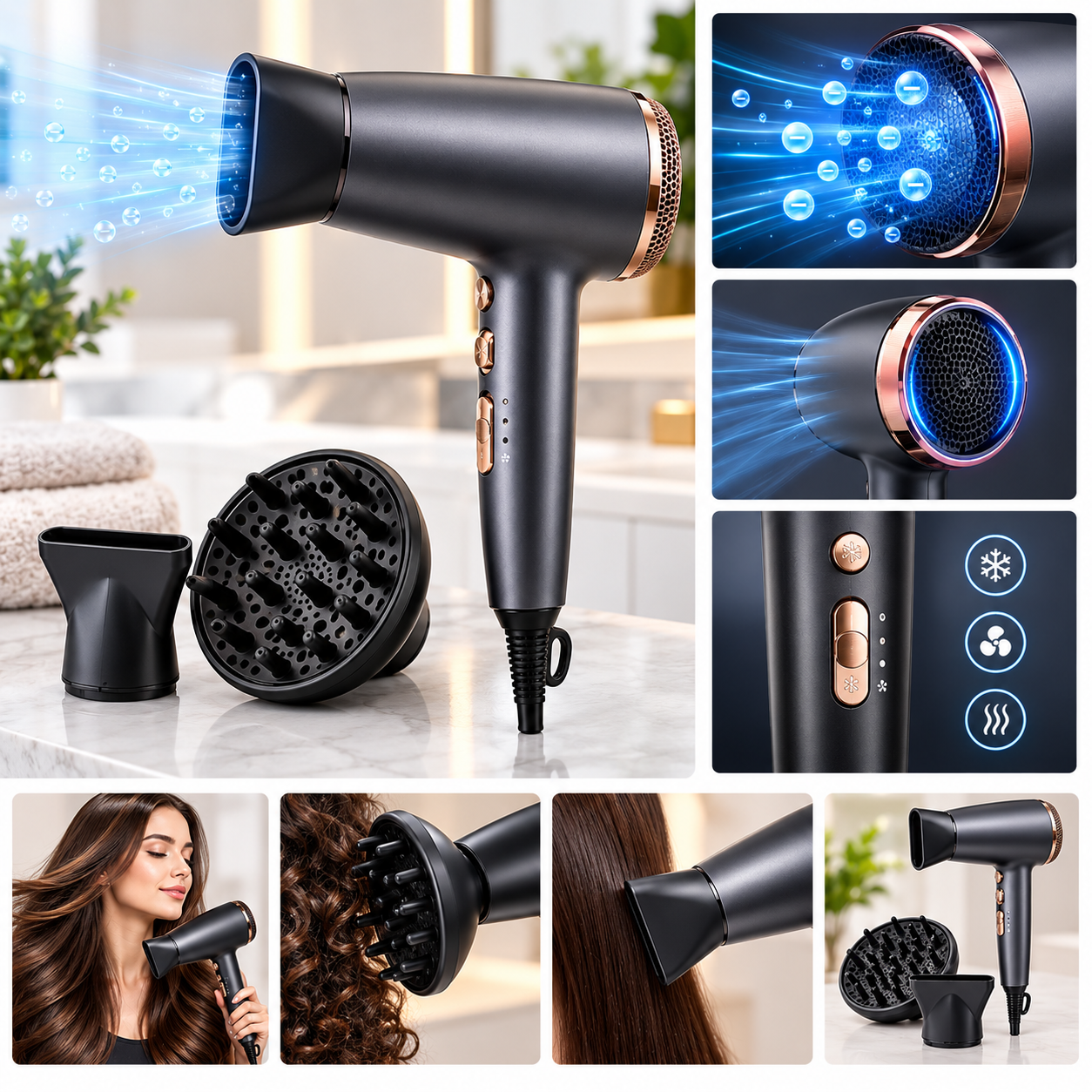 2200 W ionic hair dryer