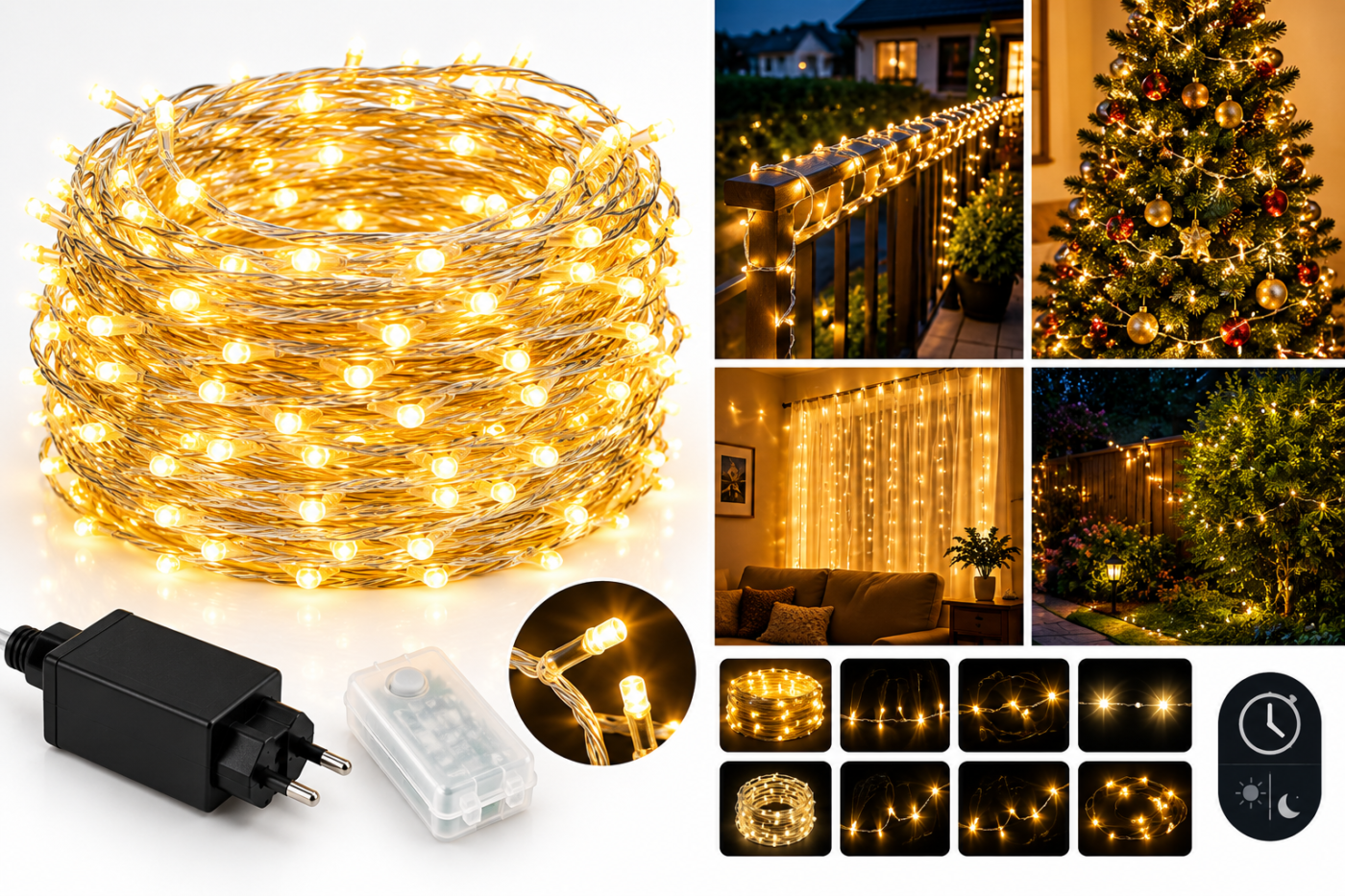 10 m warm white LED string lights