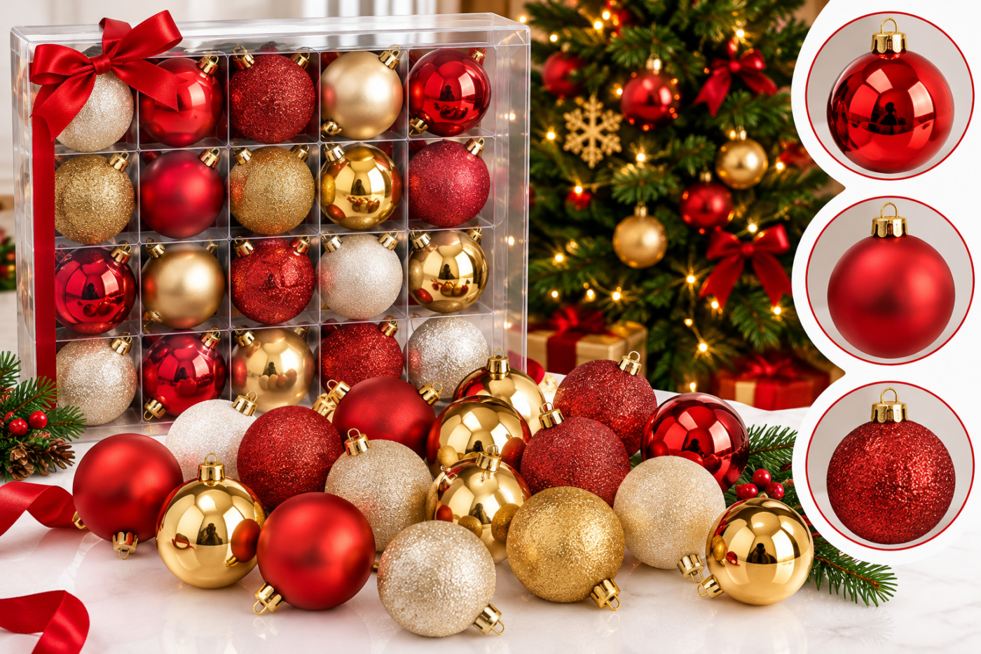 Conjunto de 24 bolas de Natal inquebráveis