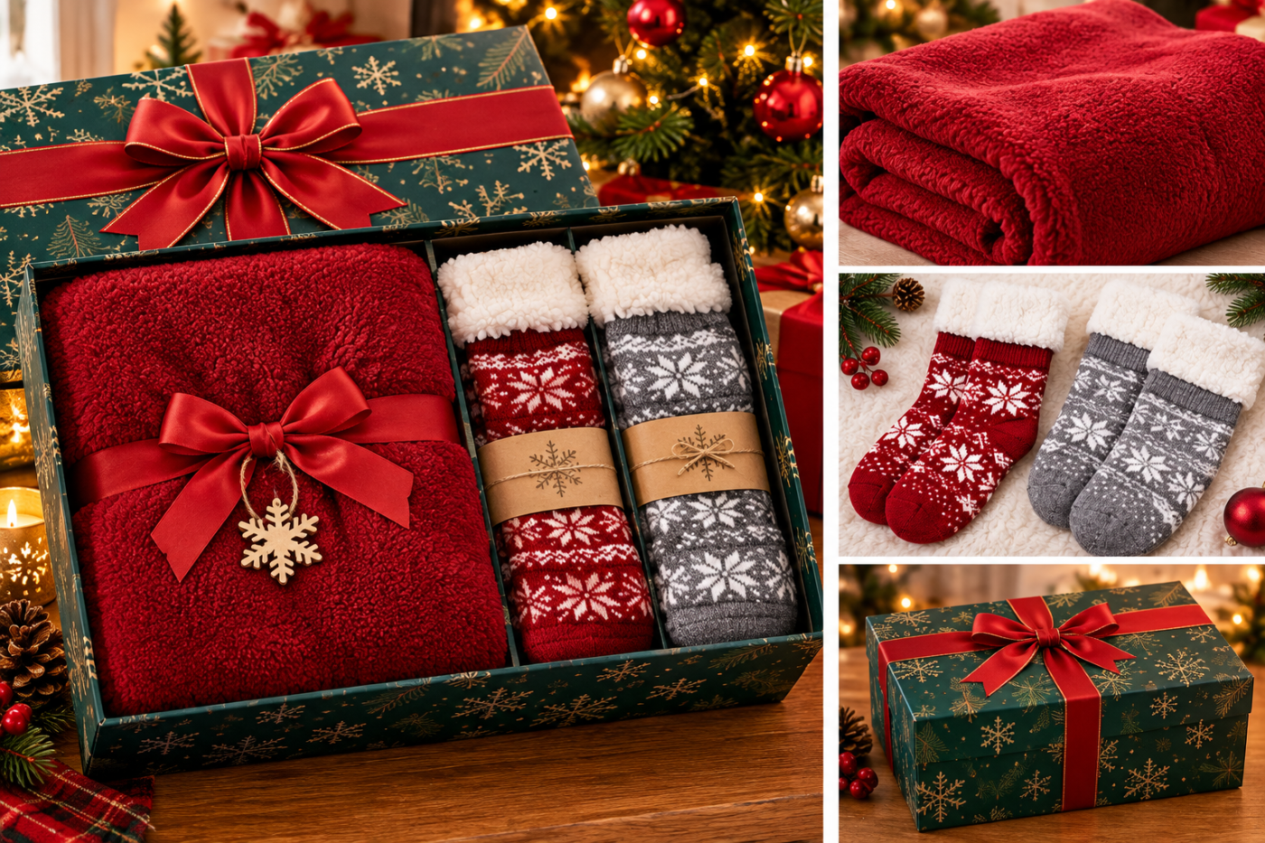 Winter throw and socks gift box