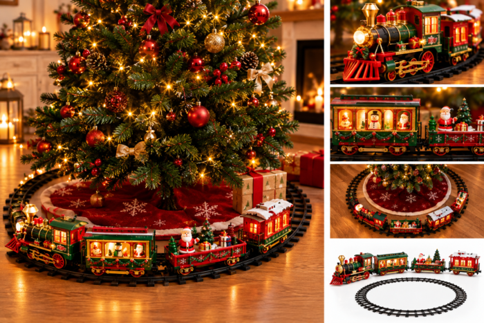 Elektrische Weihnachtseisenbahn mit Licht und Ton