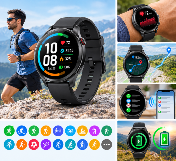 Smartwatch mit GPS und Pulsmesser