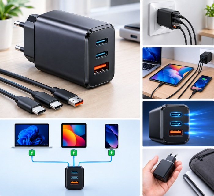 USB-C-Ladegerät 65 W GaN 3 Anschlüsse