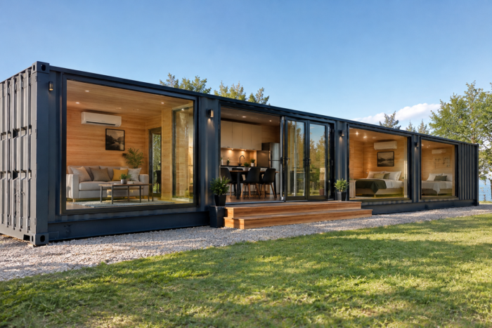 Containerhaus 40 Fuß High Cube, 2 Schlafzimmer (28 m²)