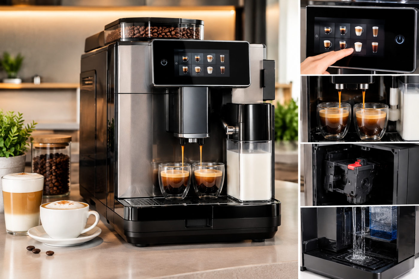 Kaffeevollautomat mit Touchscreen und 18 Rezepten