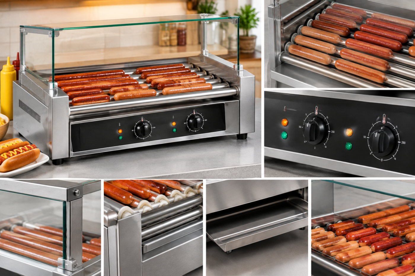7-roller hot dog roller grill