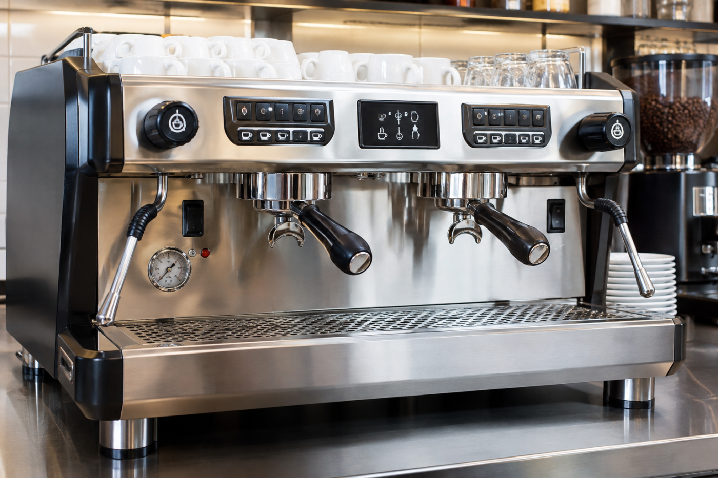 Profi-Siebträgermaschine 2 Gruppen 11 L für die Gastronomie