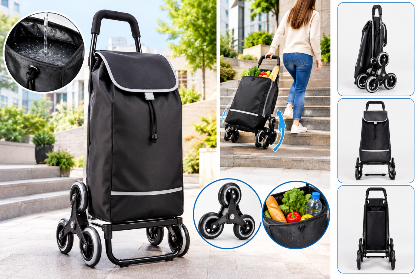 Klappbarer Einkaufstrolley 6 Räder