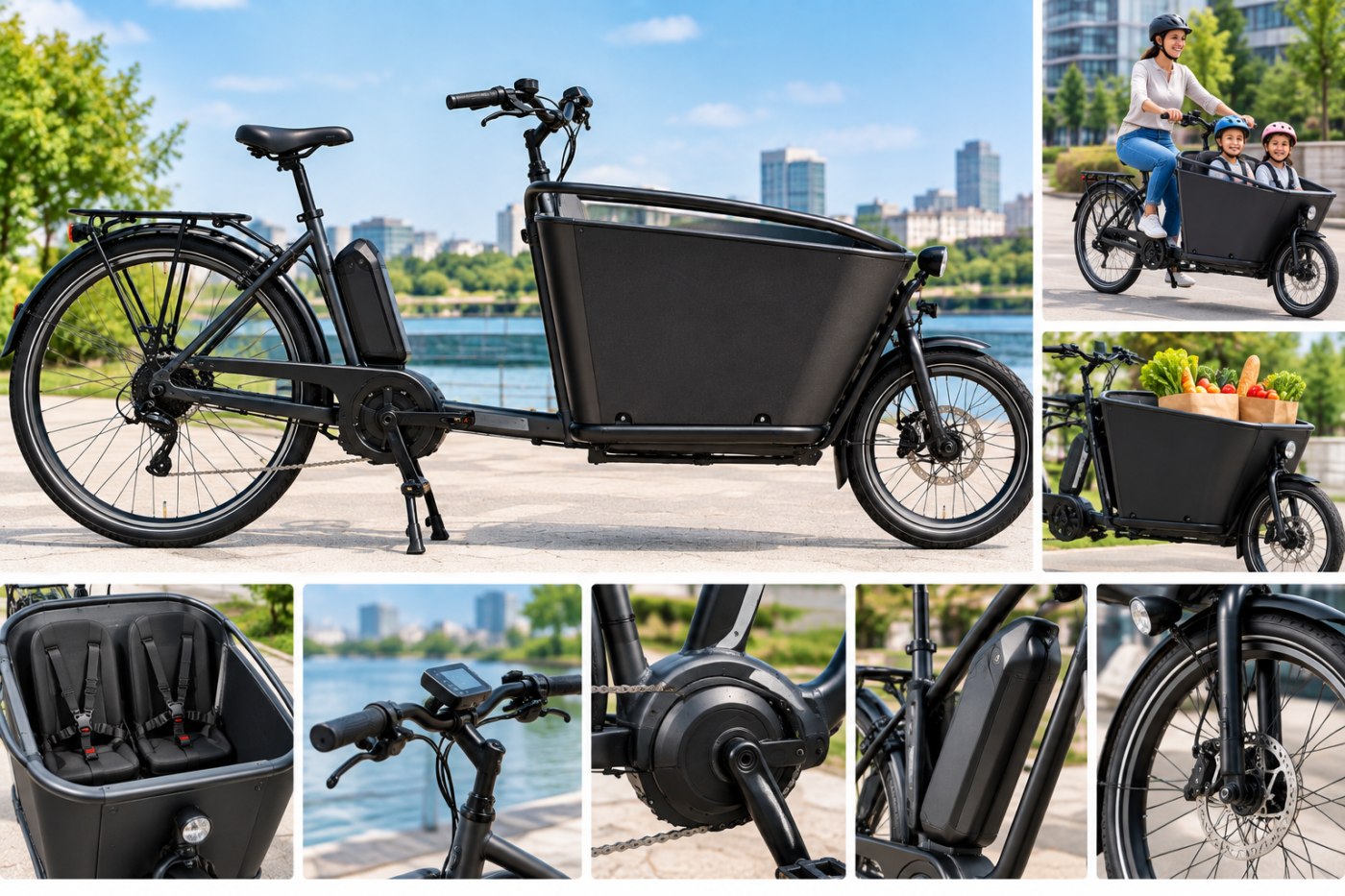 Bicicleta elétrica de carga com caixa dianteira