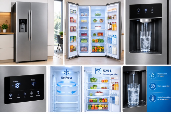 Side-by-Side-Kühlschrank No Frost 529 L mit Spender