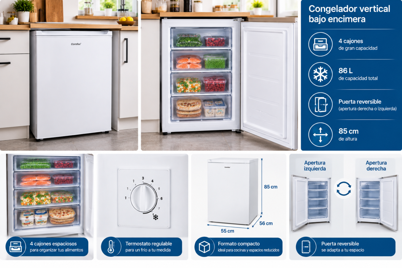 85 cm under-counter freezer