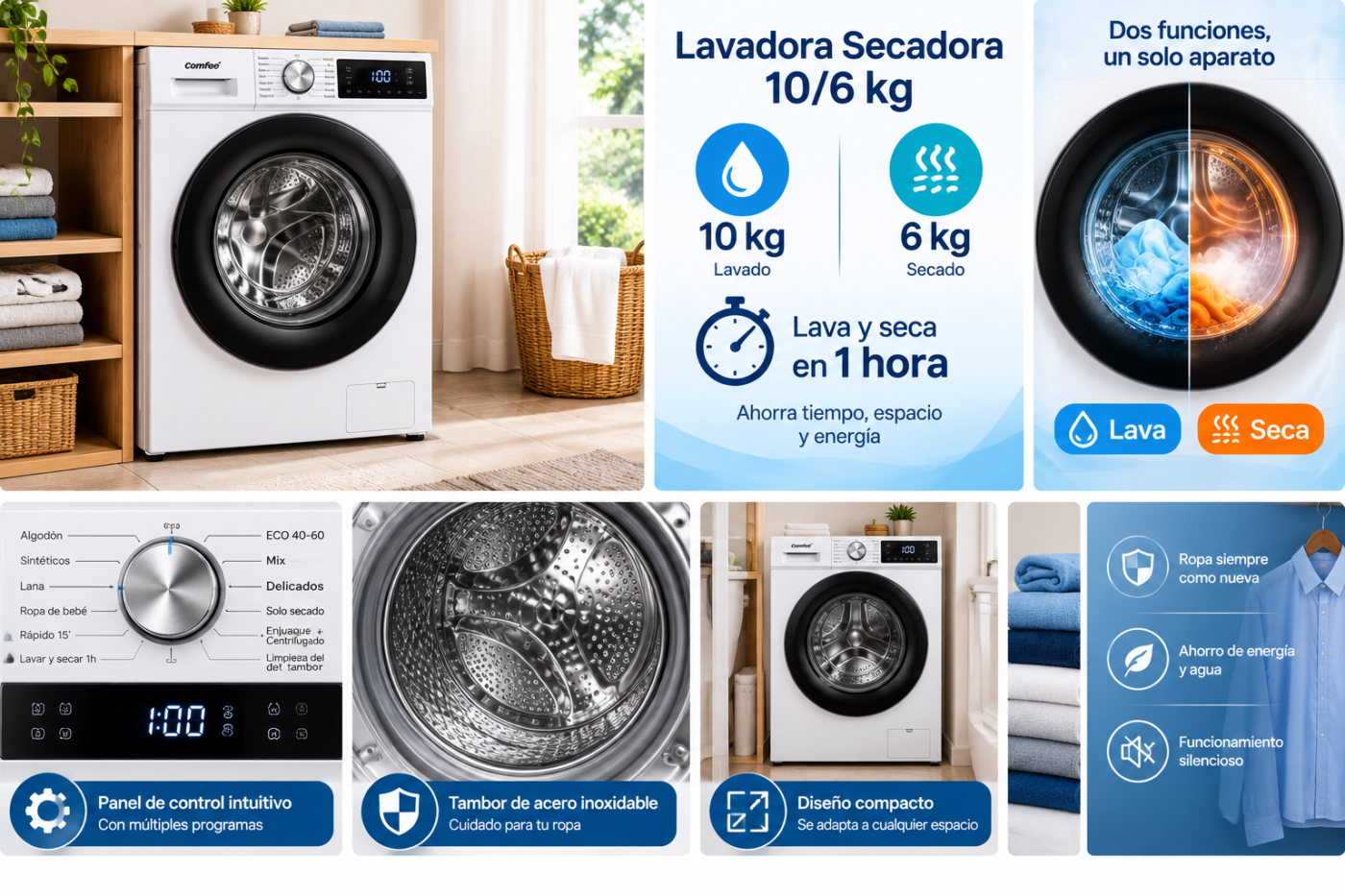 Máquina de lavar e secar 10/6 kg