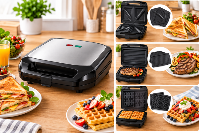3-in-1 Sandwich-, Grill- und Waffeleisen