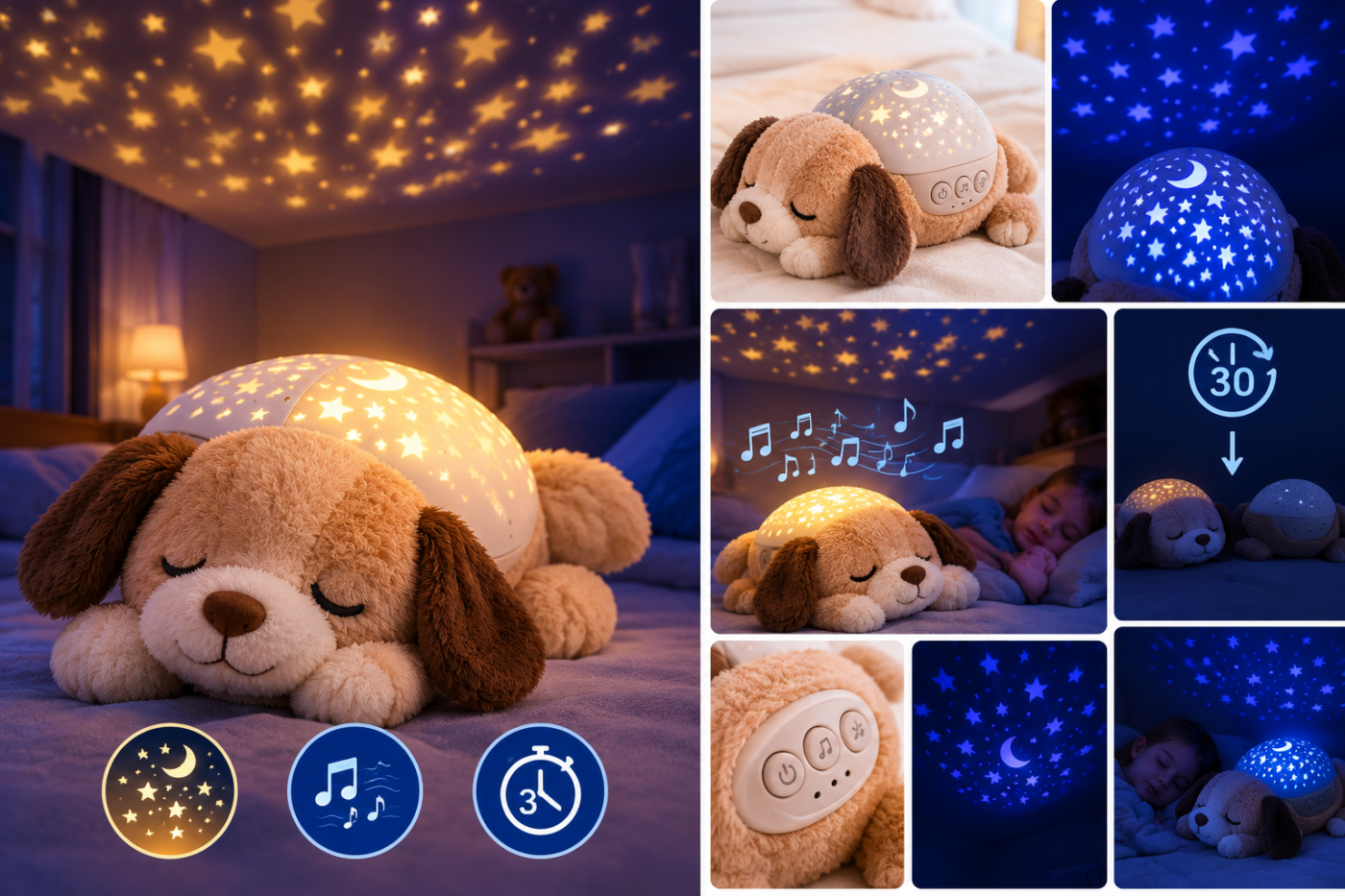 Night-light soft toy with lullabies
