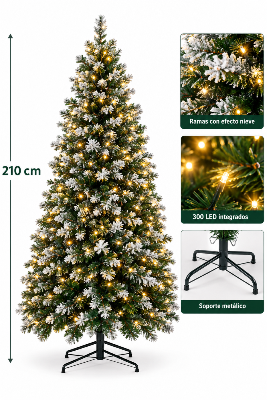 Árvore de Natal 210 cm com luzes LED