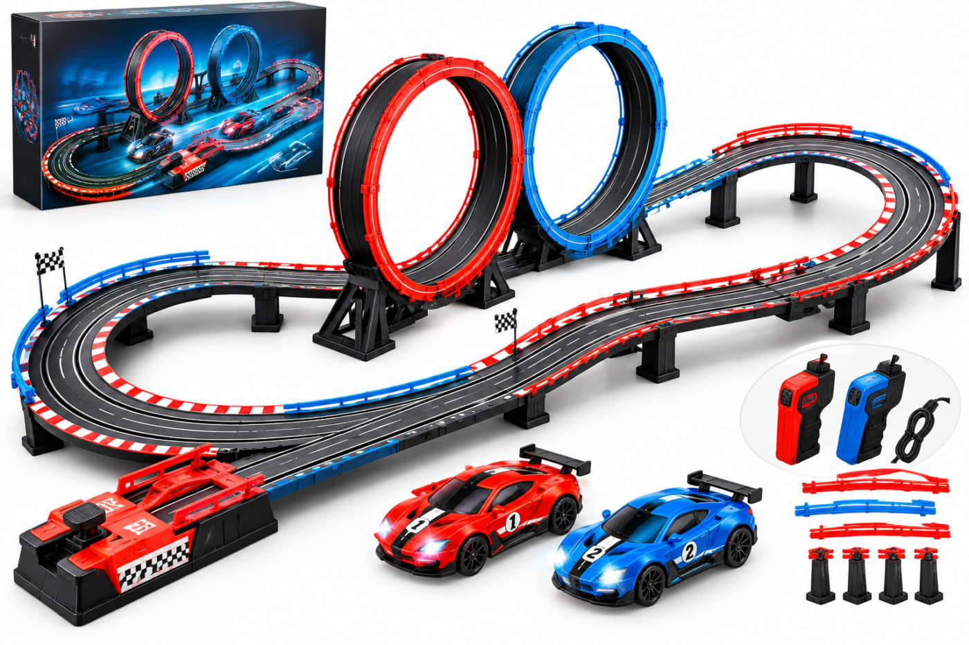 Pista de carros com looping e 2 carros